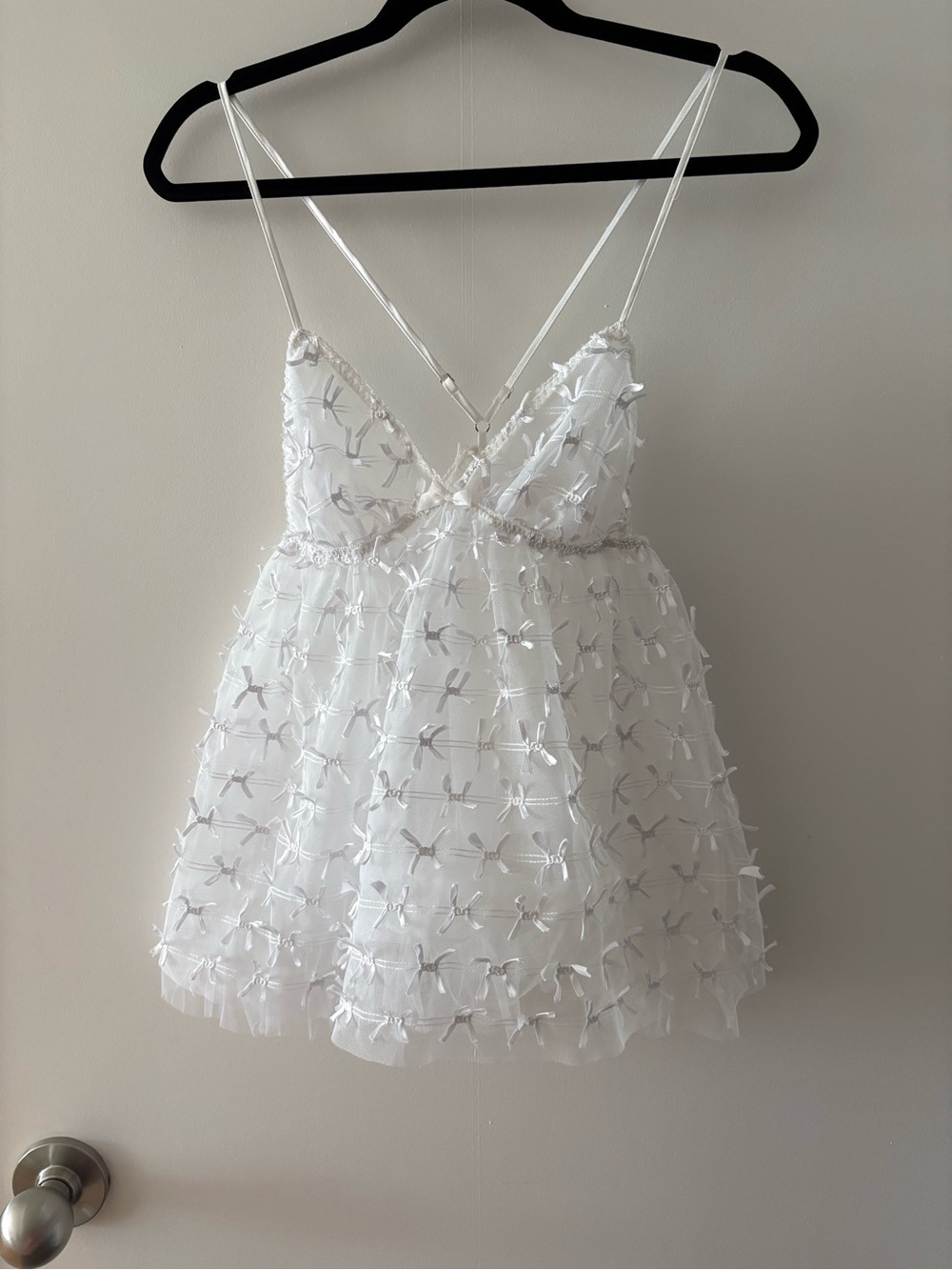 Victoria's Secret White Embroidered Tulle Spaghetti-Strap Top